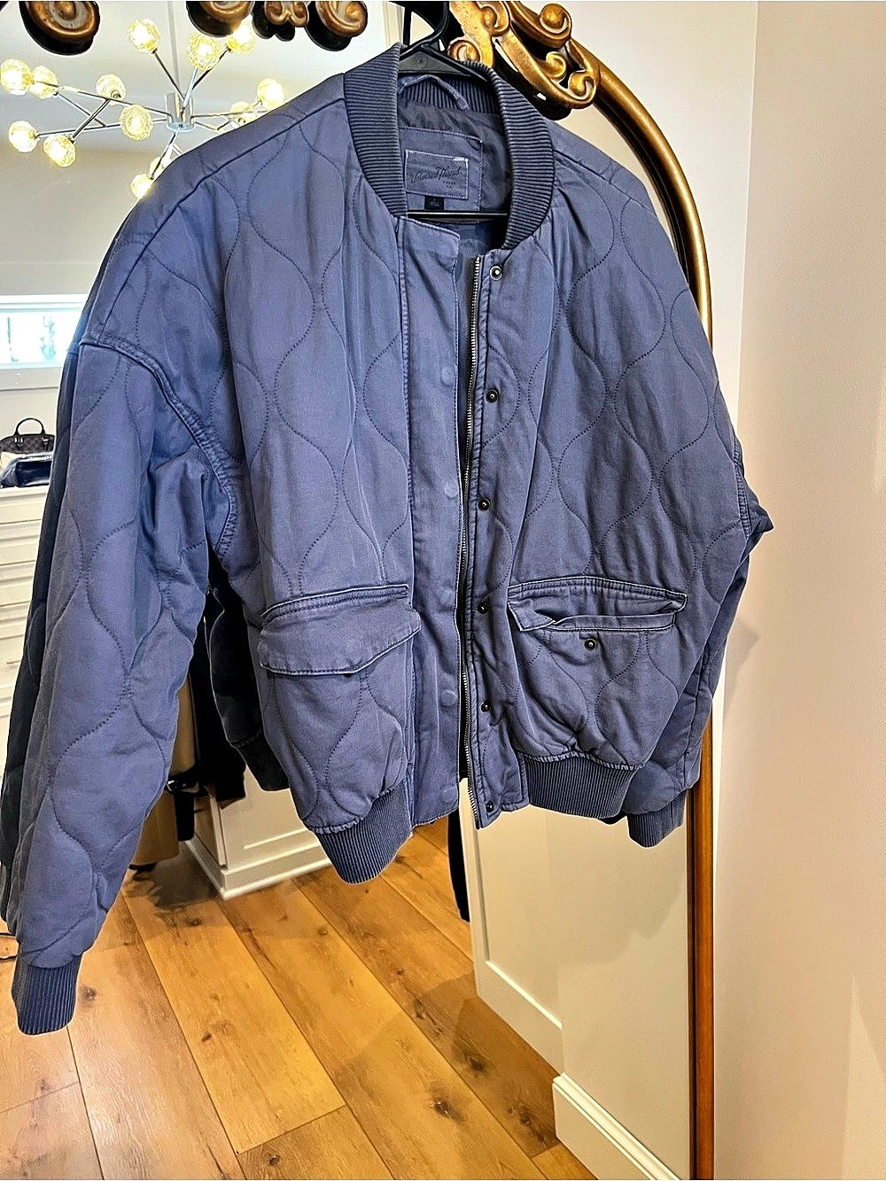 Universal Thread Quilted Bomber Jacket in Blue